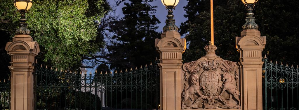 Front gates of Government House Victoria.