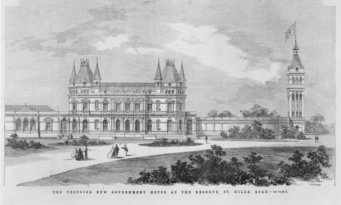 A sketch that won an 1864 Government House design competition