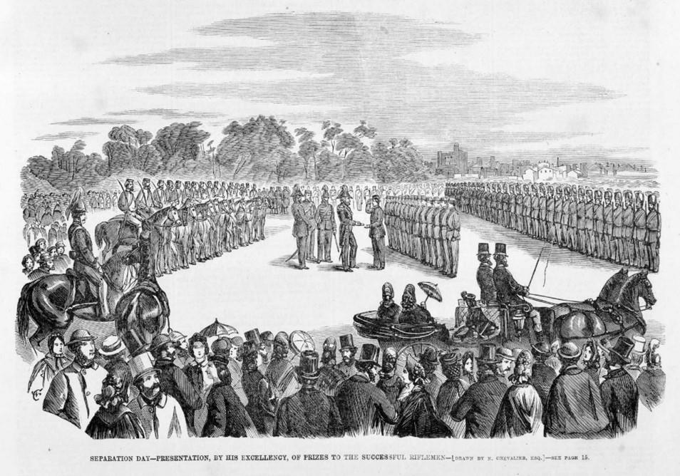 A sketch of a Separation Day presentation in 1864.